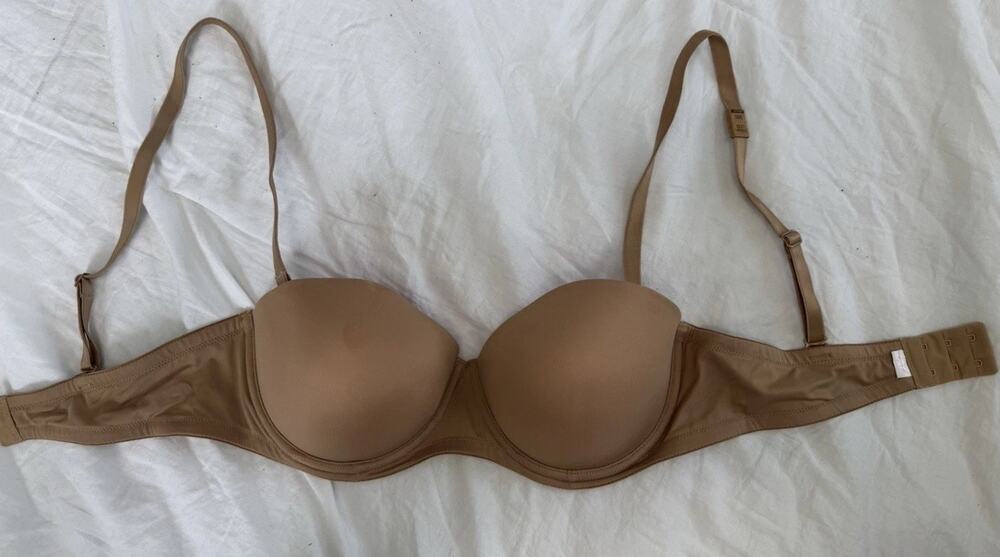 Victoria's Secret PINK Brown Balconette Strapless Bra Padded Adjustable 36C
